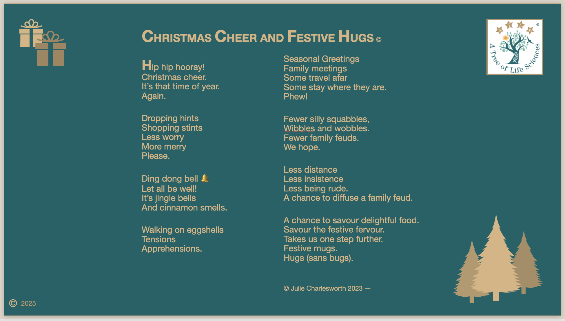 Christmas poem by JDC in message card 