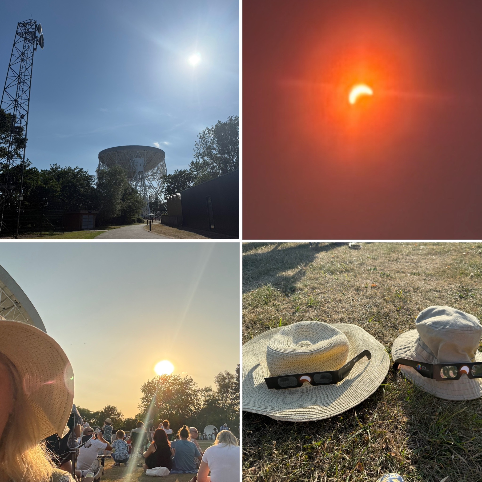 My own snap-shots: partial eclipse viewed in real time on a visit to Jodrell Bank 2026.